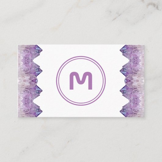 Elegant monogram amethyst twee tonus violet gems b visitekaartje (Voorkant)