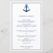 Elegant Monogram Anchor Nautical Wedding Menu (Voorkant)