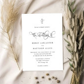 Elegant Monogram and Modern Calligraphy Wedding  Kaart