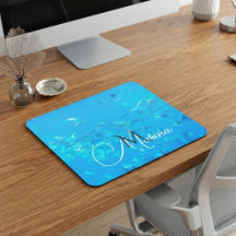 Elegant Monogram Aqua Blauwe School Vissen Oceaan 