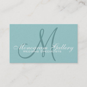 Elegant Monogram  Aqua Visitekaartje