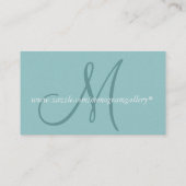 Elegant Monogram  Aqua Visitekaartje (Achterkant)