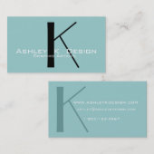 Elegant Monogram Aqua  Visitekaartje (Voorkant / Achterkant)