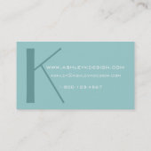 Elegant Monogram Aqua  Visitekaartje (Achterkant)