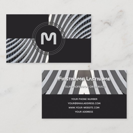 Elegant monogram architectuur met twee toontegels visitekaartje (Voorkant / Achterkant)