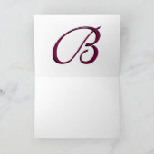 Elegant Monogram B Burgundy Kaarten voor bruilofte Notitiekaartje (Binnen)