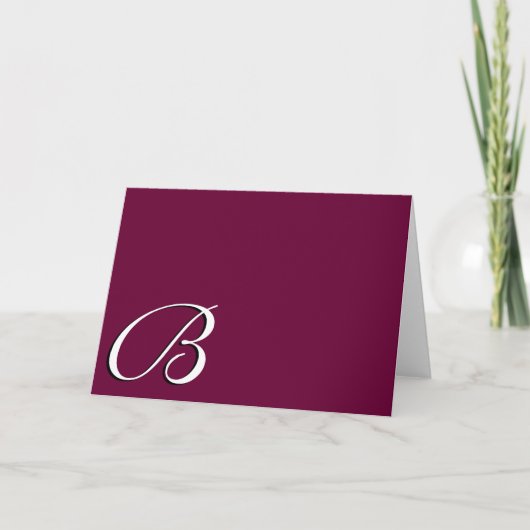 Elegant Monogram B Burgundy Kaarten voor bruilofte Notitiekaartje (Voorkant)