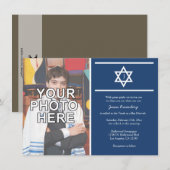 Elegant Monogram Bar Mitzvah met foto Kaart