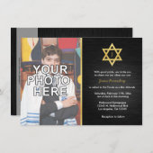 Elegant Monogram Bar Mitzvah met foto Kaart (Voorkant / Achterkant)