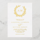 Elegant Monogram Beach Weddenschap Real Gold Folie Uitnodiging (Voorkant)