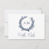 Elegant Monogram Beach Wedding RSVP Kaartje (Voorkant)