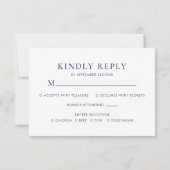 Elegant Monogram Beach Wedding RSVP Kaartje (Achterkant)