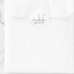 Elegant Monogram Bedankt voor je huwelijk Ronde Sticker