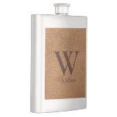 Elegant Monogram Beginletter Bruin Nep Leer Flacon (Rechts)