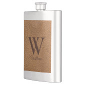 Elegant Monogram Beginletter Bruin Nep Leer Flacon (Links)
