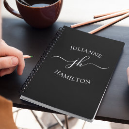 Elegant Monogram Beginletter Script Naam Notitieboek