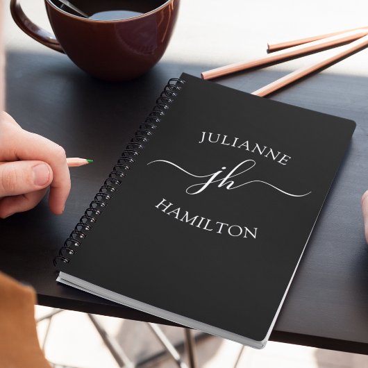 Elegant Monogram Beginletter Script Naam Notitieboek