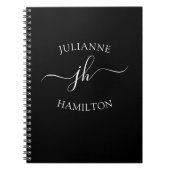Elegant Monogram Beginletter Script Naam Notitieboek (Voorkant)