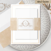 Elegant Monogram Beige Cream Waterverf Bruiloft Uitnodigingen Wikkel