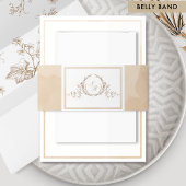 Elegant Monogram Beige Cream Waterverf Bruiloft Uitnodigingen Wikkel