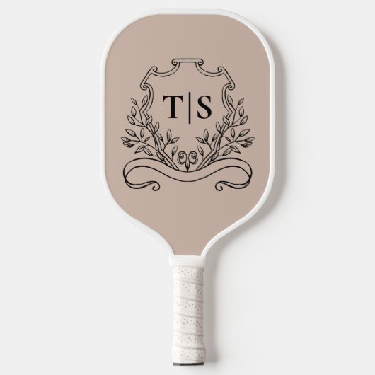 Elegant Monogram Beige Custom Classic Pickleball Paddle (Voorkant)