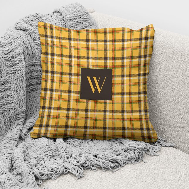 Elegant Monogram Beige Geruite Patroon Kussen (Creator heeft geüpload)