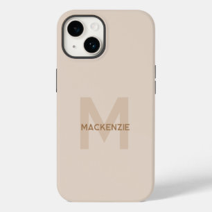 Elegant Monogram Beige Gold Modern Typografie Naam Case-Mate iPhone 14 Hoesje