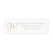 Elegant Monogram beige tan wit aangepast adres Etiket (Voorkant)