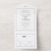 Elegant Monogram Black and White Wedding All In One Uitnodiging (Binnen)