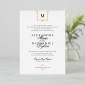 Elegant  Monogram Black and White Wedding I Folie Uitnodiging (Staand Voorkant)