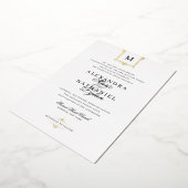 Elegant  Monogram Black and White Wedding I Folie Uitnodiging (Gedraaid)