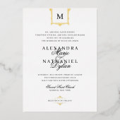 Elegant  Monogram Black and White Wedding I Folie Uitnodiging (Voorkant)