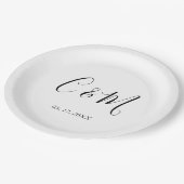 Elegant Monogram Black and White Wedding Papieren Bordje (Gekanteld)