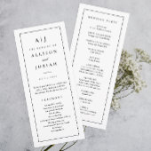 Elegant Monogram Black and White Wedding Programmakaart