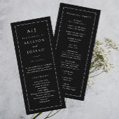 Elegant Monogram Black and White Wedding Programmakaart