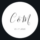 Elegant Monogram Black and White Wedding Ronde Sticker<br><div class="desc">Elegant Wedding Sticker</div>