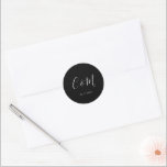 Elegant Monogram Black and White Wedding Ronde Sticker<br><div class="desc">Elegant Wedding Sticker</div>