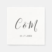 Elegant Monogram Black and White Wedding Servet (Voorkant)