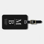 Elegant Monogram Black Bagagelabel (Voorkant horizontaal)