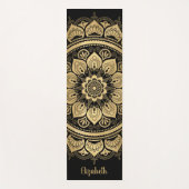Elegant Monogram Black Boho Mandala Yogamat (Voorkant)