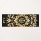 Elegant Monogram Black Boho Mandala Yogamat (Voorkant (horizontaal))