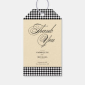 Elegant Monogram Black Cream Checkerboard Cadeaulabel (Achterkant)