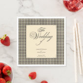 Elegant Monogram Black Cream Checkerboard Servet (Insitu)