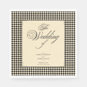 Elegant Monogram Black Cream Checkerboard Servet (Voorkant)