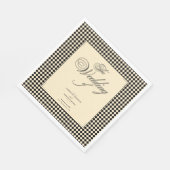 Elegant Monogram Black Cream Checkerboard Servet (Hoek)