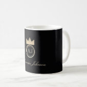 Elegant Monogram Black en Gold Koffiemok (Voorkant rechts)