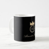 Elegant Monogram Black en Gold Koffiemok (Voorkant links)