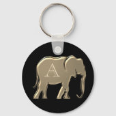 Elegant Monogram Black en Gold Sleutelhanger (Voorkant)