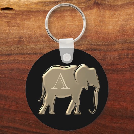 Elegant Monogram Black en Gold Sleutelhanger (Voorkant)