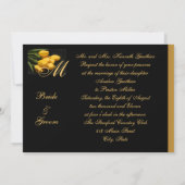 Elegant Monogram Black en Gold Tulip Uitnodiging (Achterkant)